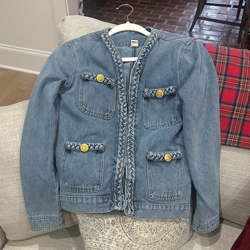 Blue Denim Jacket with Gold Buttons